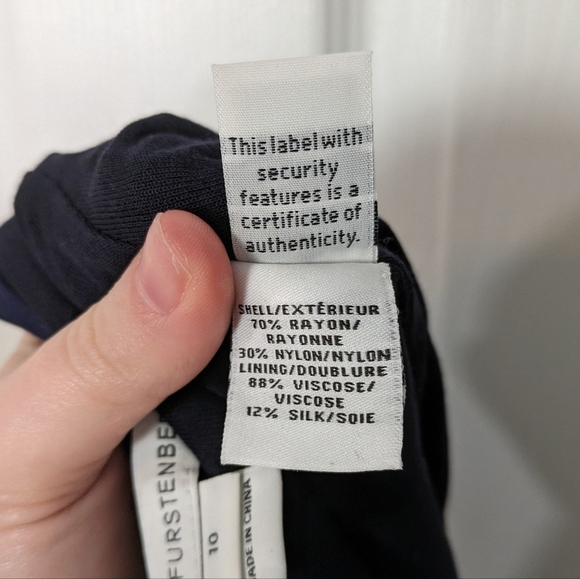 New DVF Diane Von Furstenberg Scotia Navy Blue Eyelash Lace Pencil Skirt Size 10 - Picture 7 of 10